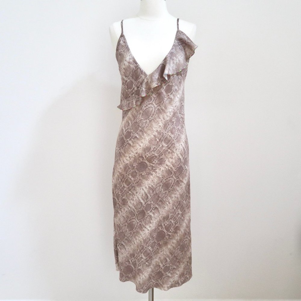 AQC AQUARIUS COCKTAIL Snake print Olivia silk slip dress sz 1 S 4 6